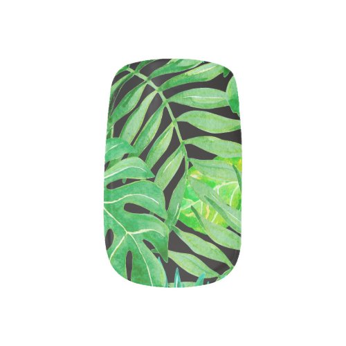 Tropical Watercolor Leaves Seamless Elegance Minx Nail Art