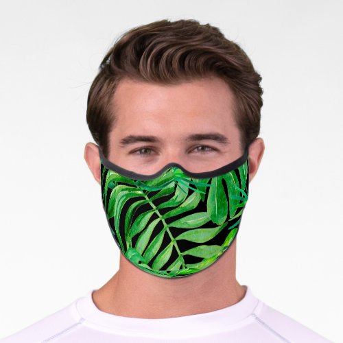Tropical Watercolor Leaves Seamless Elegance Premium Face Mask