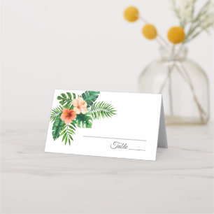 Tropical Watercolor Mint Green Wedding Place Card