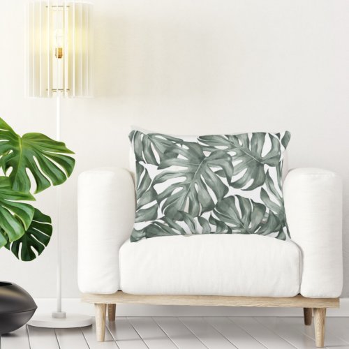 Tropical Watercolor Modern Oasis Leaves Pattern Accent Pillow