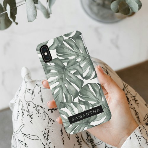 Tropical Watercolor Modern Oasis Leaves Pattern iPhone XS Max Case