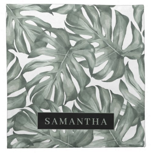 Tropical Watercolor Modern Oasis Leaves Pattern Cloth Napkin