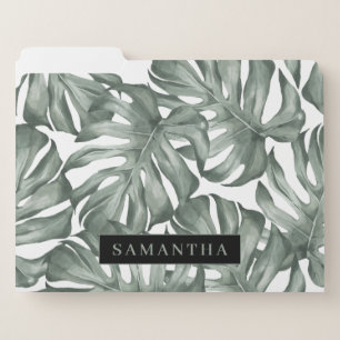 Tropical Watercolor Modern Oasis Leaves Pattern File Folder