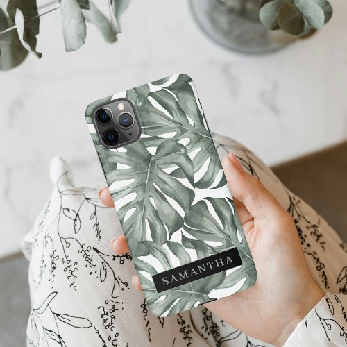 Tropical Watercolor Modern Oasis Leaves Pattern iPhone 11Pro Max Case