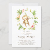 Tropical Watercolor Monkey Summer Baby Shower Invitation (Front)