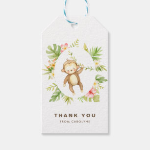 Tropical Watercolor Monkey Summer Thank You Gift Tags