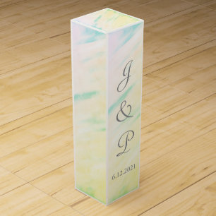 Tropical Watercolor Monogrammed Wedding Wine Box