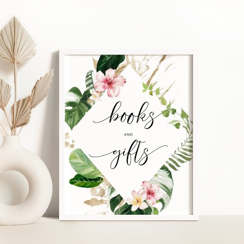 Tropical watercolor Monstera Books and gifts Poster
