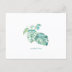 Tropical Watercolor Monstera Leaves Holiday Postcard