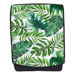 Tropical Watercolor Monstera Palm Leaves Pattern Backpack