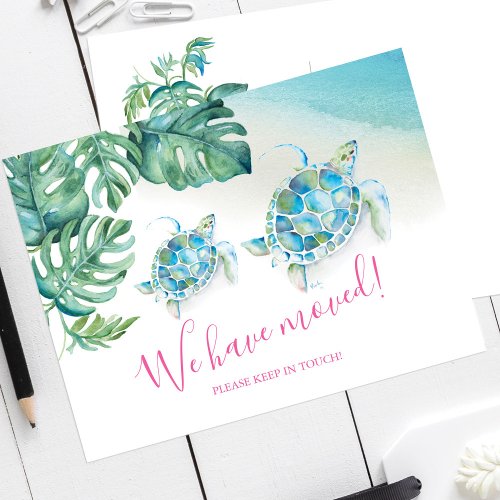 Tropical Watercolor Moving Announcements