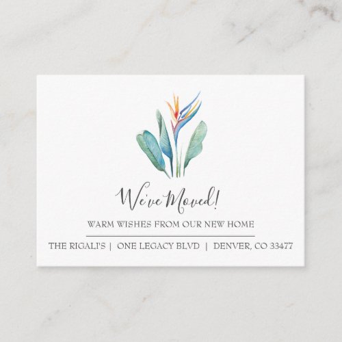 Tropical Watercolor New Home Moving Announcement