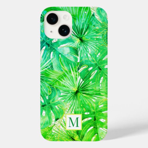 Tropical Watercolor Palm Botanical Monogram Case_Mate iPhone 14 Case