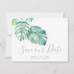 Tropical Watercolor Palm Leaves Save the Date