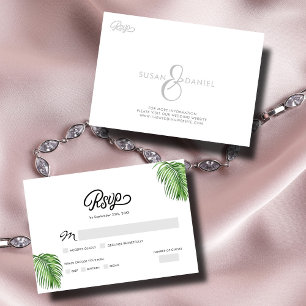 Tropical Watercolor Palm Leaves Wedding RSVP Card