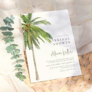 Tropical Watercolor Palm Tree Boho Bridal Shower Invitation