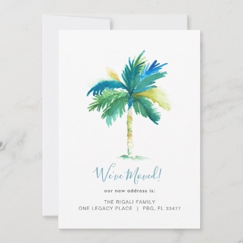Tropical Watercolor Palm Tree Change of Address Announcement