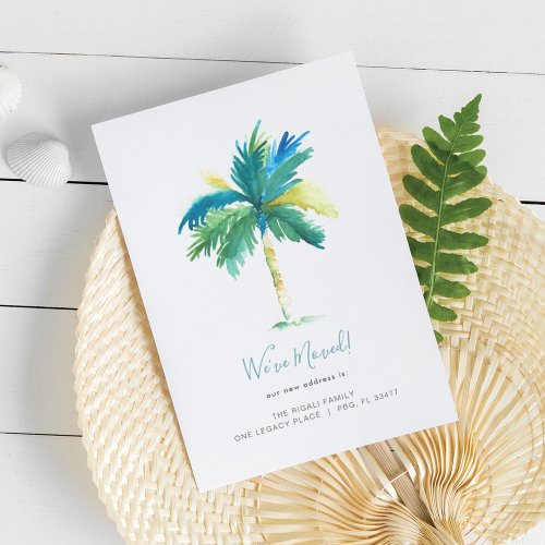 Tropical Watercolor Palm Tree Moving Announcement
