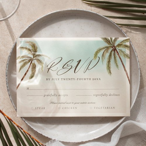 Tropical Watercolor Palm Tree RSVP Entre Choices