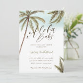Tropical Watercolor Palm Trees Aloha Baby Shower Invitation (Standing Front)