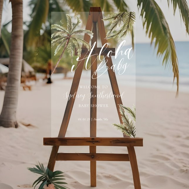 Tropical Watercolor Palm Trees Baby Shower Welcome Acrylic Sign (Tropical Watercolor Palm Trees Baby Shower Welcome Acrylic Sign
)