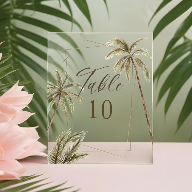 Tropical Watercolor Palm Trees Bohemian Wedding Acrylic Sign (Tropical Watercolor Palm Trees Bohemian Wedding Acrylic Sign)