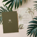 Tropical Watercolor Palm Trees Bohemian Wedding Invitation<br><div class="desc">Invite your guests to your beautiful beach wedding with our boho tropical beach wedding invitation design. Design features our hand-painted watercolor palm trees. Modern faux gold geometric frame with custom palm tree monogram. Our boho tropical wedding is perfect for a beach theme or destination wedding. The reverse side features a...</div>