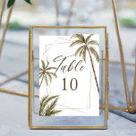 Tropical Watercolor Palm Trees Bohemian Wedding Table Number<br><div class="desc">Beach wedding boho tropical wedding table number design. Design features our hand-painted watercolor palm trees. Modern gold geometric frame. Our boho tropical wedding is perfect for a beach theme or destination wedding. Design & artwork hand-painted by Moodthoogy Papery.</div>