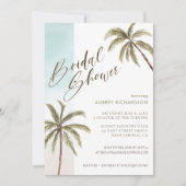 Tropical Watercolor Palm Trees Boho Bridal shower Invitation (Front)
