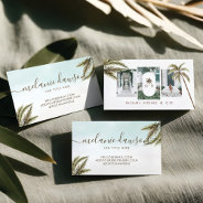 Tropical Watercolor Palm Trees Boho Photo Business Card at Zazzle