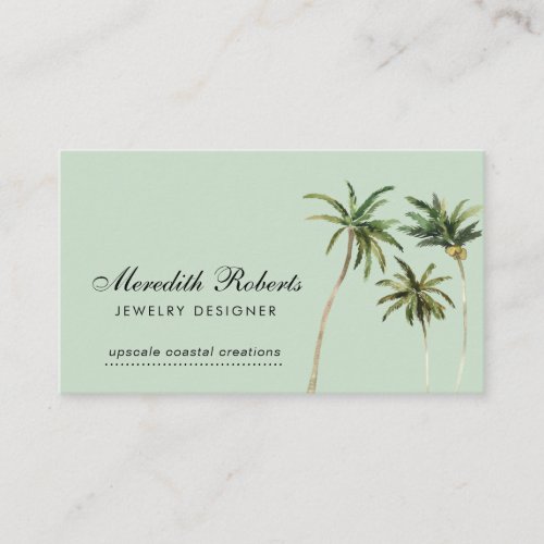 Tropical Watercolor Palm Trees Jewelry Designer Business Card