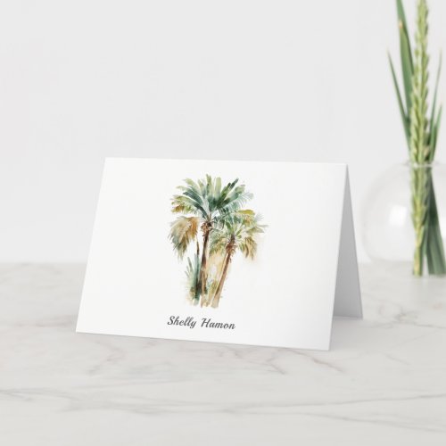 Tropical Watercolor Palm Trees Note Card
