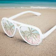 Tropical Watercolor Palm Trees Pink Blue Gradient Aviator Sunglasses at Zazzle