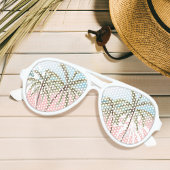 Tropical Watercolor Palm Trees Pink Blue Gradient Aviator Sunglasses