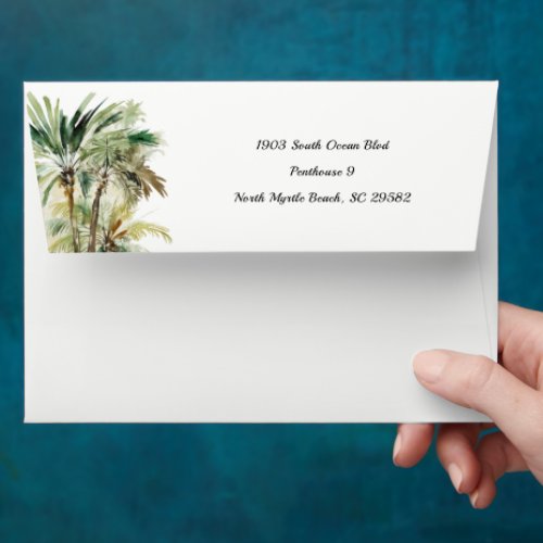 Tropical Watercolor Palm Trees Return Address  Envelope