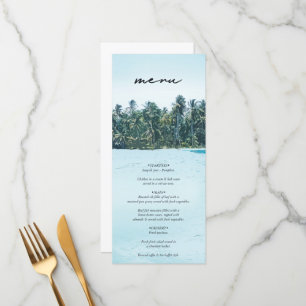 Tropical Watercolor Palms & Beach Wedding Menu