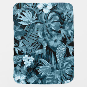 Tropical Watercolor Paradise: Jungle Blossom Baby Blanket