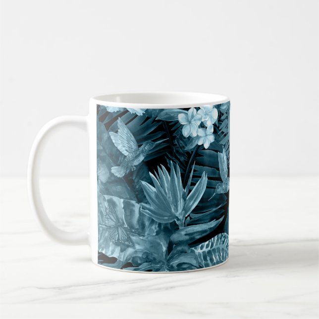 Tropical Watercolor Paradise: Jungle Blossom Coffee Mug (Left)
