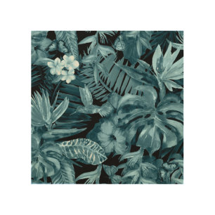 Tropical Watercolor Paradise: Jungle Blossom Wood Wall Art