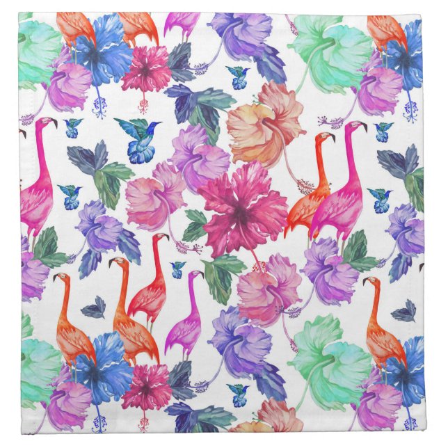 Tropical Watercolor Pattern Cloth Napkin (Front)