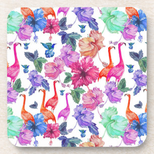 Tropical Watercolor Pattern Drink Coaster