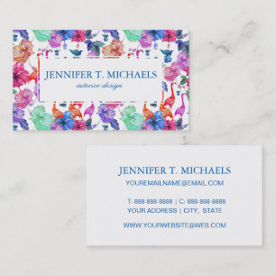 Tropical Watercolor Pattern   Monogram Business Card