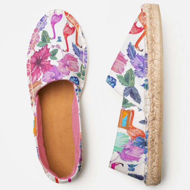 Tropical Watercolor Pattern | Monogram Espadrilles (Side)