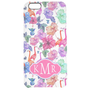 Tropical Watercolor Pattern   Monogram Clear iPhone 6 Plus Case