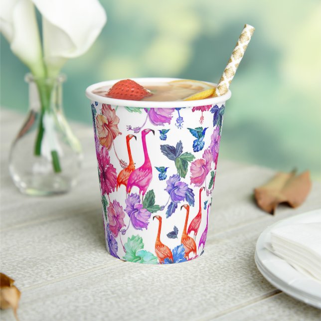 Tropical Watercolor Pattern Paper Cups (Insitu)