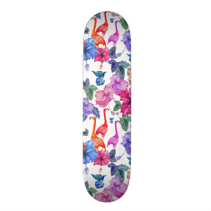 Tropical Watercolor Pattern Skateboard Deck