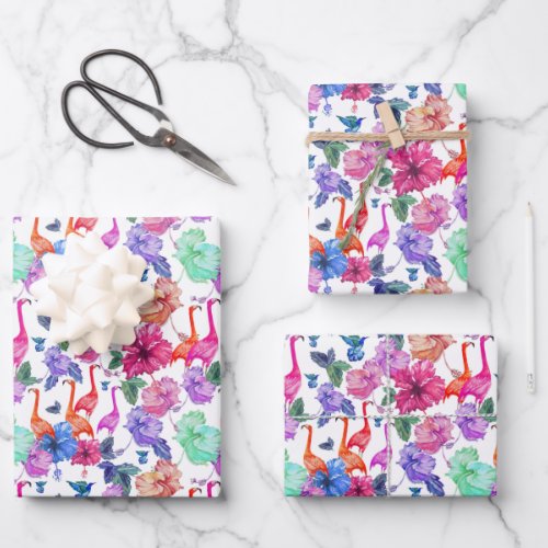 Tropical Watercolor Pattern Wrapping Paper Sheets