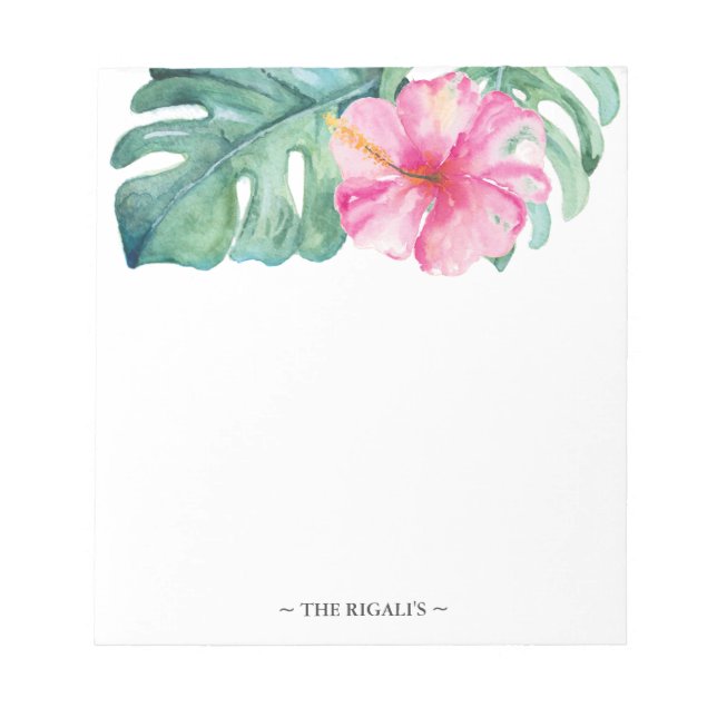 Tropical Watercolor Personalized Stationery Notepad (Front)