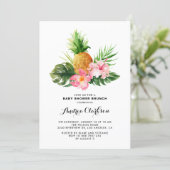 Tropical Watercolor Pineapple Baby Shower Brunch Invitation (Standing Front)