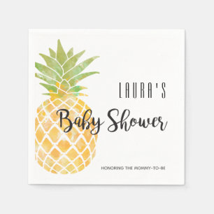 Tropical Watercolor Pineapple Baby Shower Napkins
